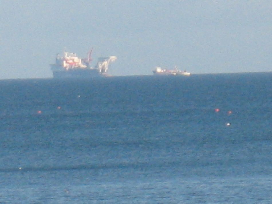 Solitaire Shells' pipe layingship off Broadhaven bay, Mayo