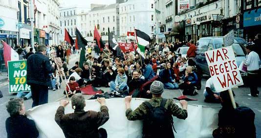 Sit down protest in Cork, Ireland