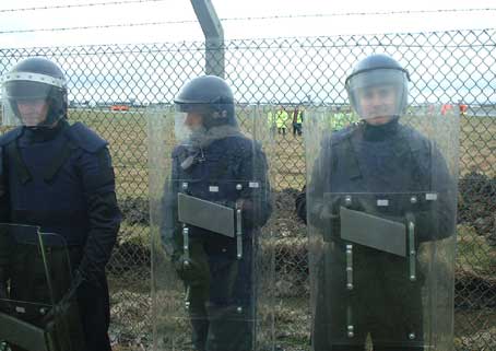 Irish riot police at Shannon airport