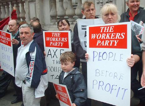 Workers party at bin tax demo