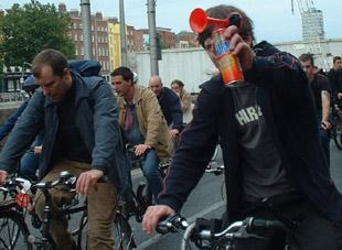 Foghorn at road protest in Ireland