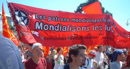 JCR banner at G8 protest in Genoa