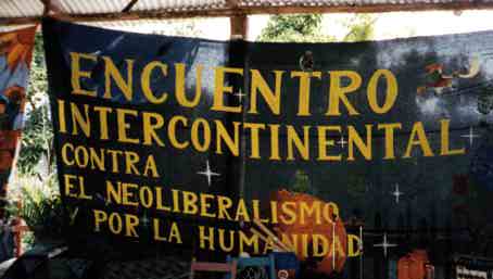 Banner at first encounter in Chiapas